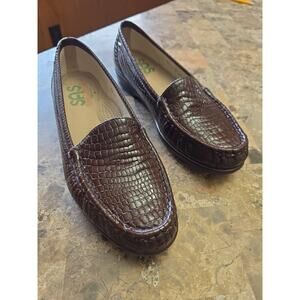 SAS Women's Loafers - Size 8.5 - Brown Croc Embossed Leather - Tripad Comfort